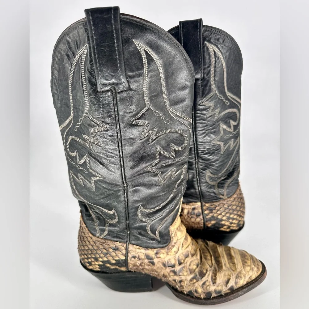 Snakeskin Cowboy Leather Boots Women's 7-7.5US Vintage - Picture 7 of 10